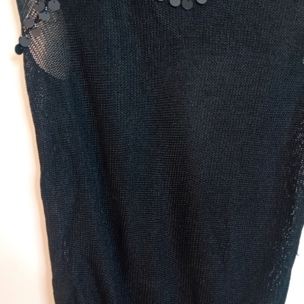 Women's Vintage 90s Knit See Through Half Sleeve V-Neck Top Sequins Fits Like S - Picture 7 of 11